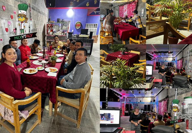 Collage del restaurante Mexitaly con área para eventos sociales en Villa de Arista